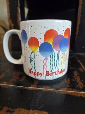 Russ Happy Birthday Ceramic Coffee Cup Mug‎ Balloons Gift
